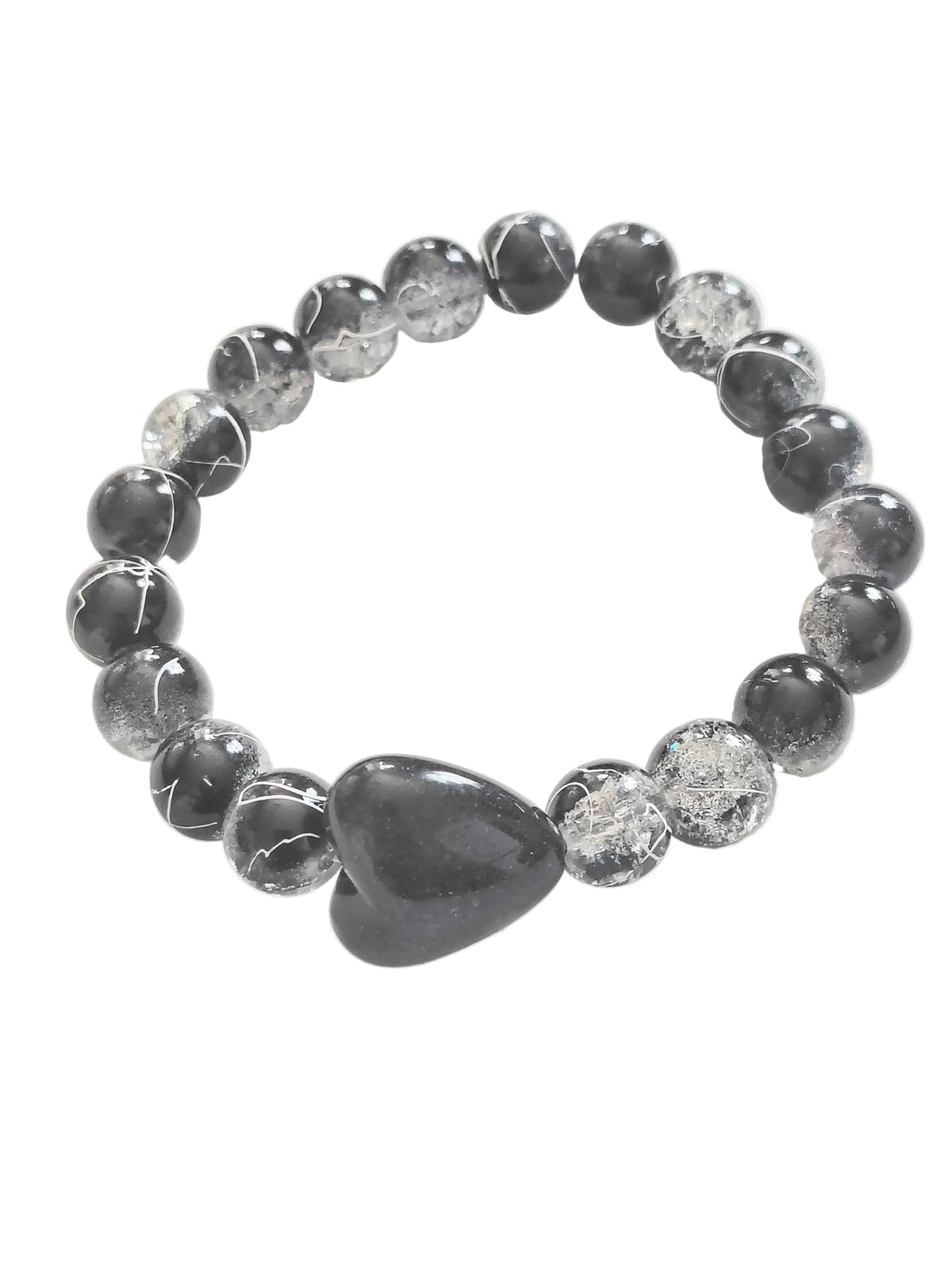 Handcrafted Black heart beaded bracelet