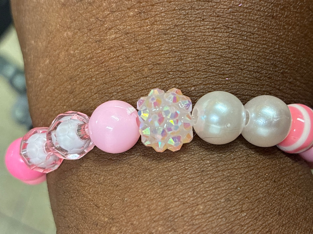 Handmade pink and pearl bracelet