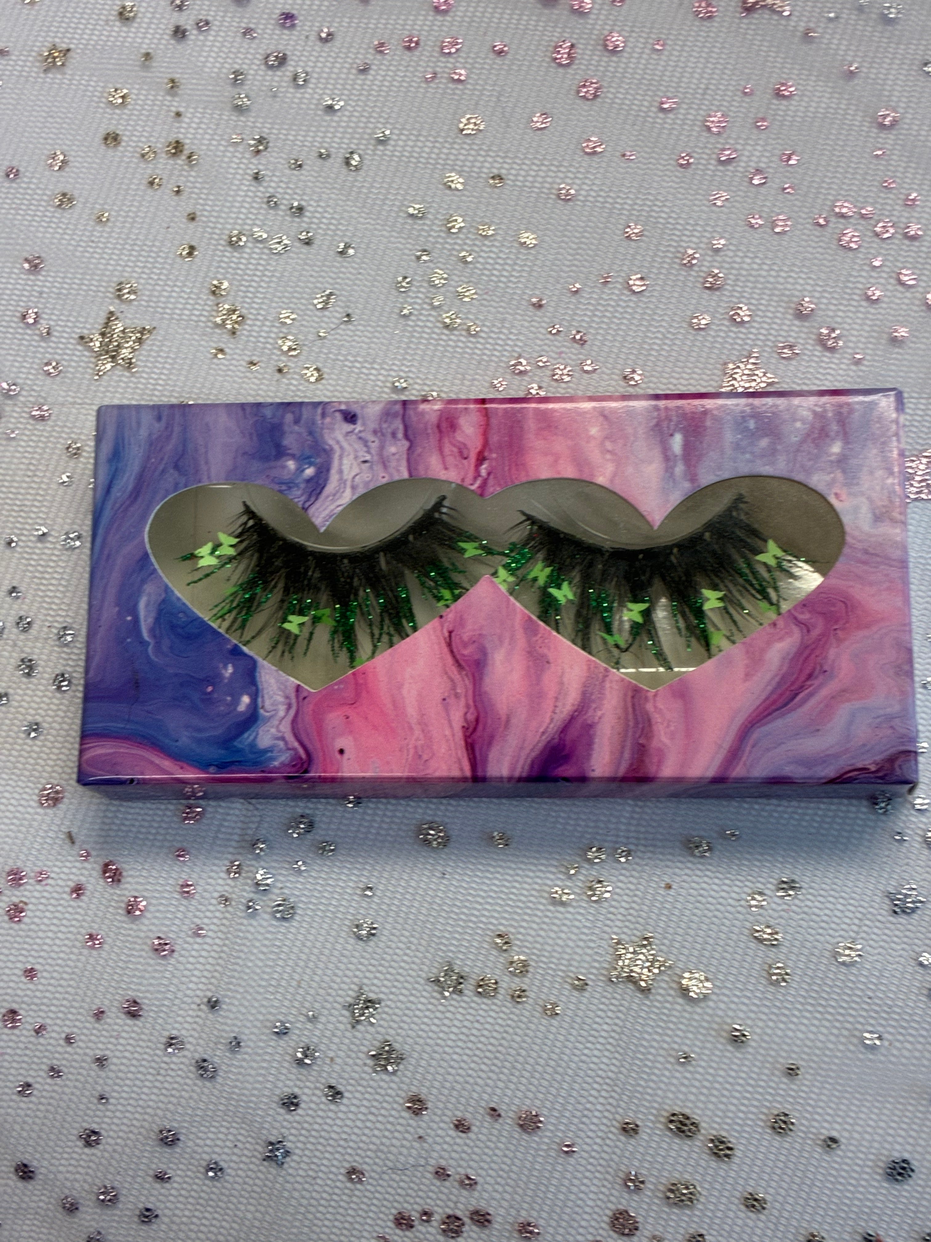 Green butterfly lashes