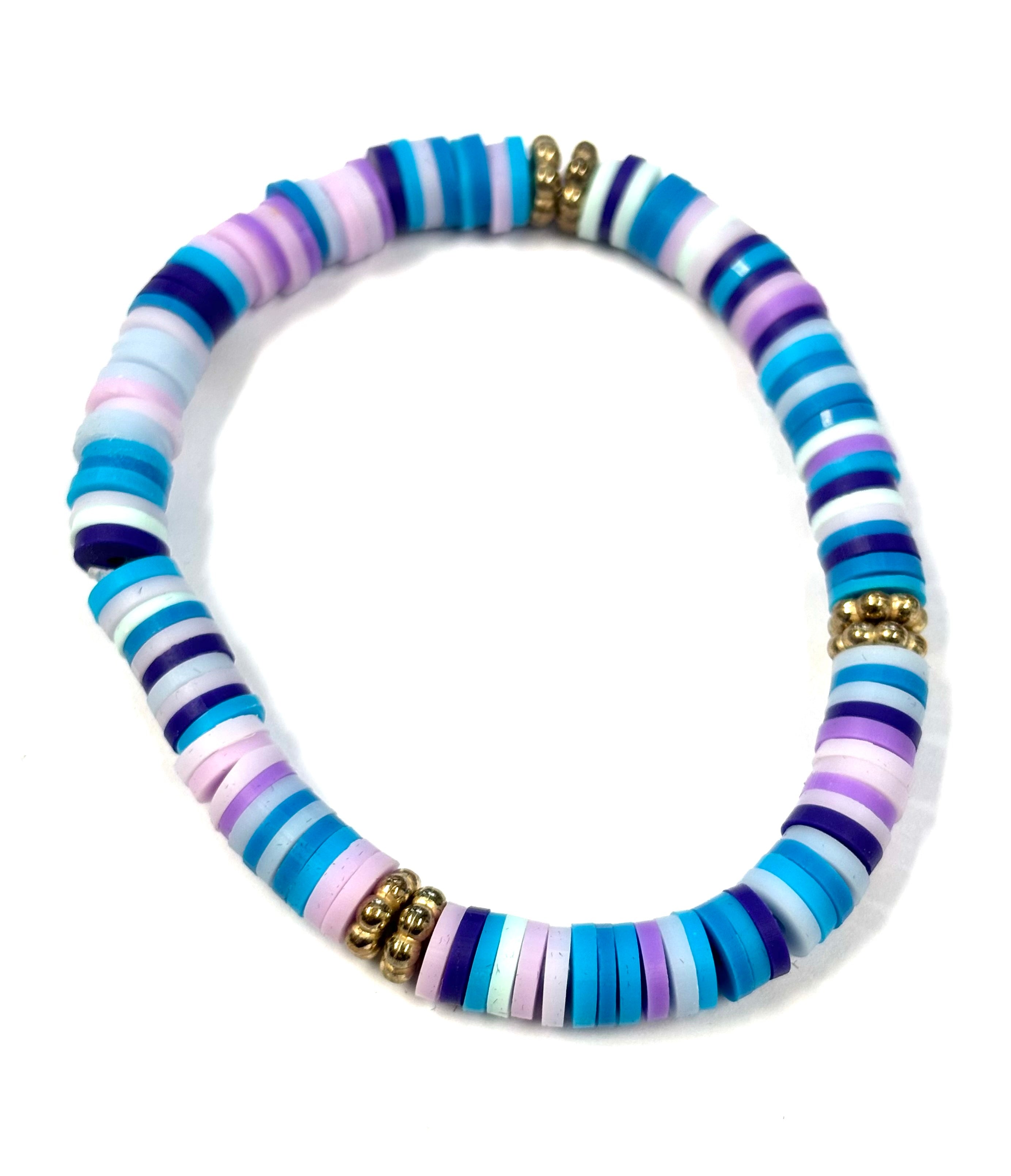 Purple/blue polymer beaded bracelet