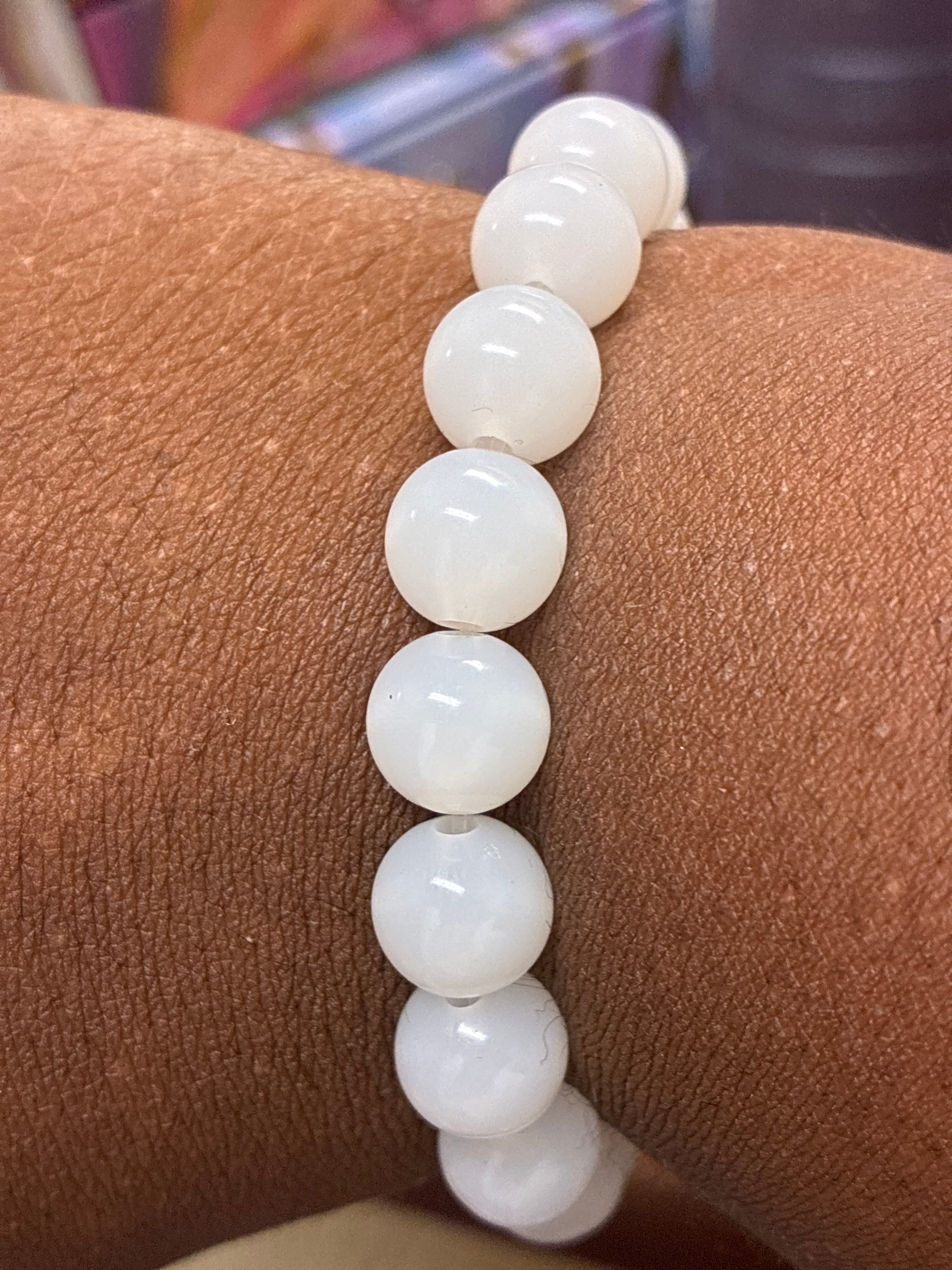 White handmade bead bracelet