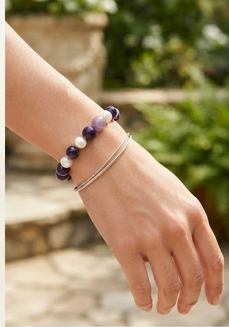 Dreamy Purple & Pearl Beaded Bracelet